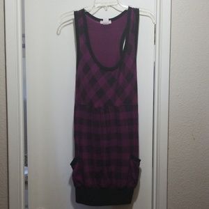 Maroon plaid short dress 2xl used,sweater material